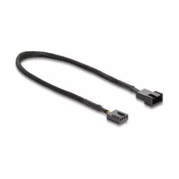 Przedłużacz wentylatora Delock PWM męski-żeński 4-pin z oplotem 30 cm czarny