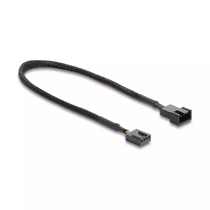 Przedłużacz wentylatora Delock PWM męski-żeński 4-pin z oplotem 30 cm czarny