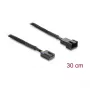 Przedłużacz wentylatora Delock PWM męski-żeński 4-pin z oplotem 30 cm czarny