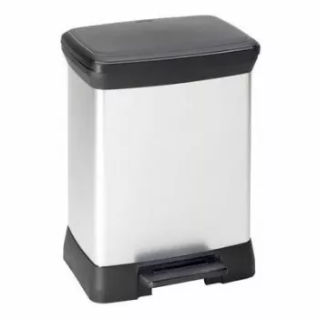 CURVER Deco Bin 30L Pedal Waste Bin Metallic Silver