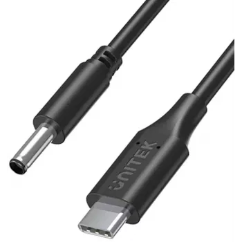UNITEK Dell Laptop Power Cable 65W USB-C to DC 4.5mm - 1.8m Czarny