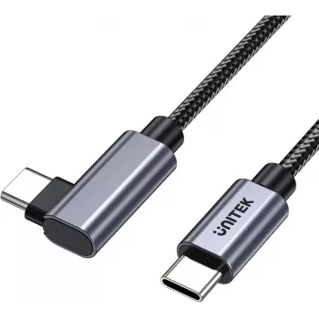 UNITEK Kabel USB-C 90° Kątowy PD 100W 2m Czarny