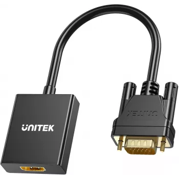 UNITEK VGA na HDMI Adapter Full HD 1080p Czarny 15cm