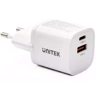 UNITEK 33W USB-A USB-C Ładowarka Ścienna Biała