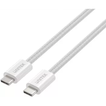 UNITEK Magnetyczny pleciony kabel USB-C na USB-C 100W PD 1m Biały