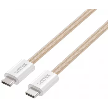 UNITEK Magnetycznie zwijany, pleciony kabel USB-C na USB-C 100W PD 1m Beżowy