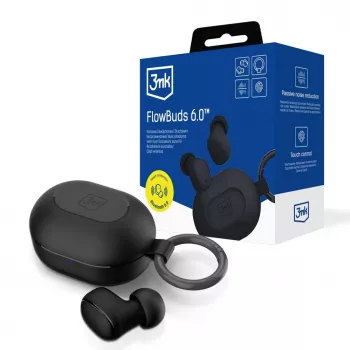 3MK FlowBuds 6.0 True Wireless Stereo (TWS) Bluetooth 5.3 Słuchawki douszne z mikrofonem ENC, IPX4, bateria 35h, USB-C, czarny