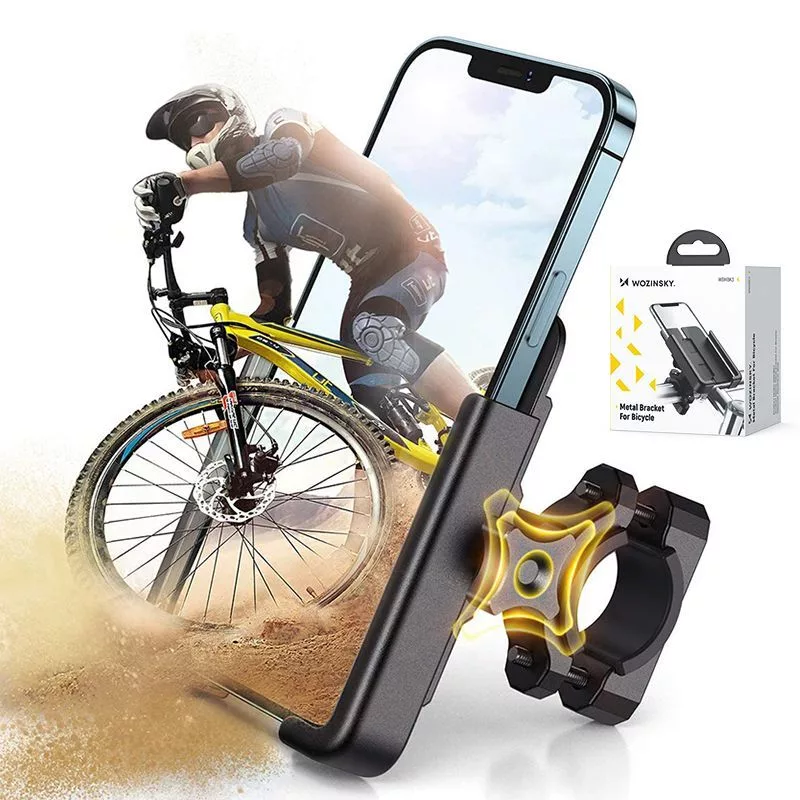 Wozinsky Metalowy Uchwyt na Telefon do Rowerów i Hulajnóg, Czarny (WBHBK3)