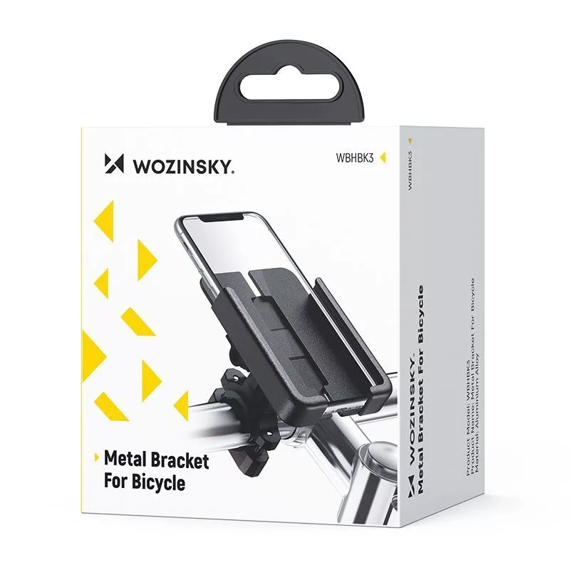 Wozinsky Metalowy Uchwyt na Telefon do Rowerów i Hulajnóg, Czarny (WBHBK3)