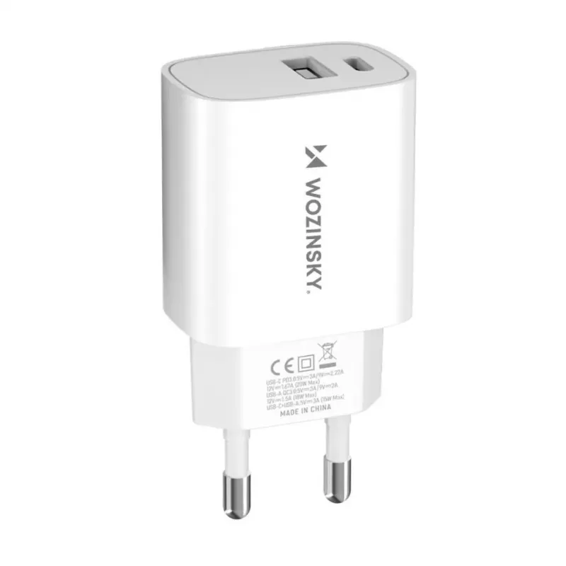 Wozinsky WGWCW 20W USB-A USB-C Ładowarka ścienna - Biała