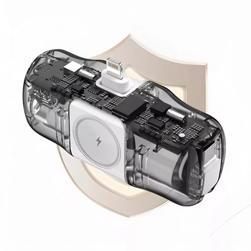 WOZINSKY WF16-YCS Mini Power Bank 5000mAh 15W USB-C z wbudowanym kablem USB-C i ładowarką Apple Watch - Biały