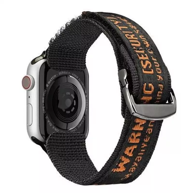 Pasek Dux Ducis (Wersja Outdoor) Nylonowy do Apple Watch Ultra, SE, Series 9, 8, 7, 6, 5, 4, 3, 2, 1 (49, 45, 44, 42 mm) Czarno-Pomarańczowy