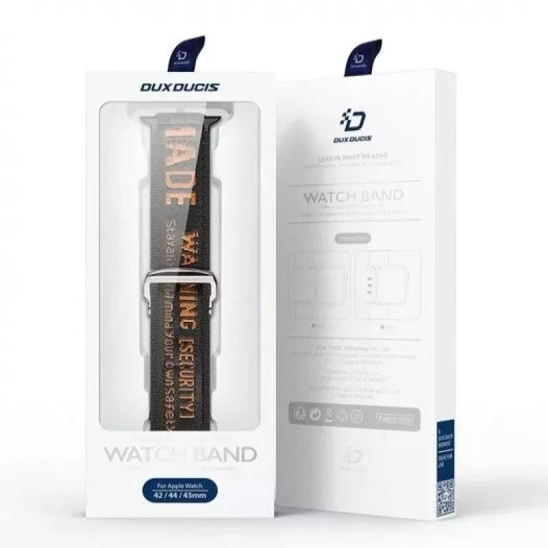Pasek Dux Ducis (Wersja Outdoor) Nylonowy do Apple Watch Ultra, SE, Series 9, 8, 7, 6, 5, 4, 3, 2, 1 (49, 45, 44, 42 mm) Czarno-Pomarańczowy