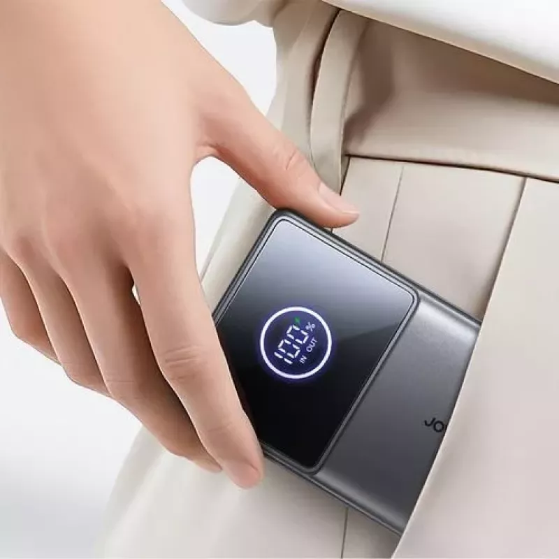 Joyroom JR-PR1 10000mAh 22.5W Power Bank z wbudowanym chowanym kablem USB-C Czarny