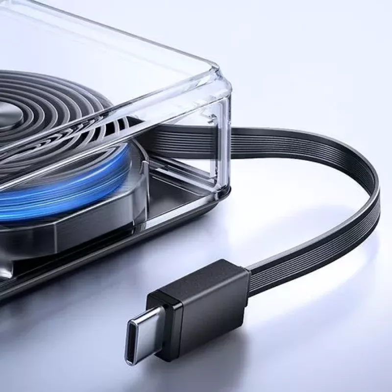 Joyroom JR-PR1 10000mAh 22.5W Power Bank z wbudowanym chowanym kablem USB-C Czarny