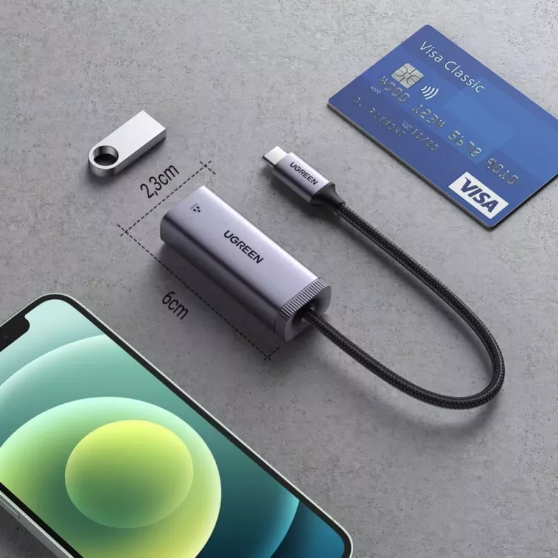 UGREEN USB-C na RJ45 Gigabit Ethernet Adapter (Szary) - 40322 CM483