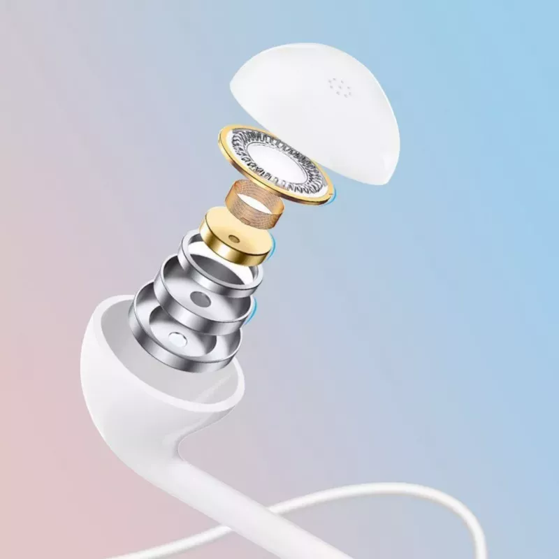 Dudao X10S Słuchawki douszne przewodowe z mikrofonem, wtyk 3,5 mm, kabel 1,2 m, biały