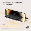 VEGER Powerbank C11 (W1170) PD QC3.0 22.5W 10000 mAh z wbudowanymi kablami USB-C i Lightning, czarny