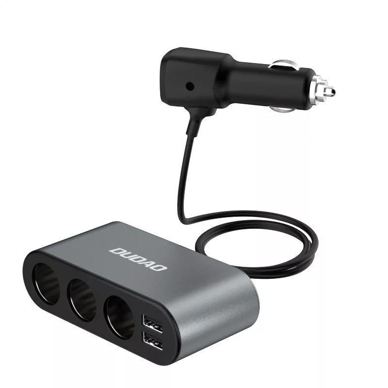 Dudao Car Charger 2x USB / 3x Cigarette Lighter Splitter Black (R1Pro black)