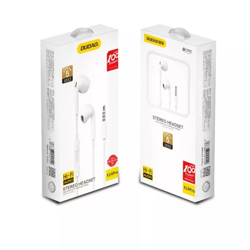 Słuchawki douszne Dudao X14PRO z wtykiem minijack 3,5 mm, białe