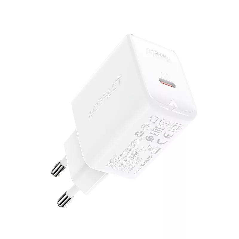 ACEFAST GaN USB-C Charger 30W PD QC 3.0 AFC FCP White (A21)