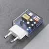 Dudao A30EU GaN 30W USB-C USB-A Ładowarka ścienna z przewodem USB-C na USB-C 1m Biały