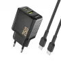 Dudao A26TCEU PD QC 25W GaN USB-A USB-C Wall Charger with USB-C Cable Black