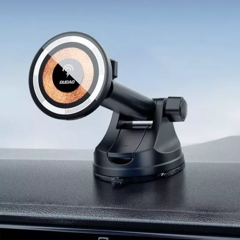 Dudao F12MAX+ Magnetyczny Bezprzewodowy Ładowarka Samochodowa Uchwyt 15W z MagSafe - Czarny