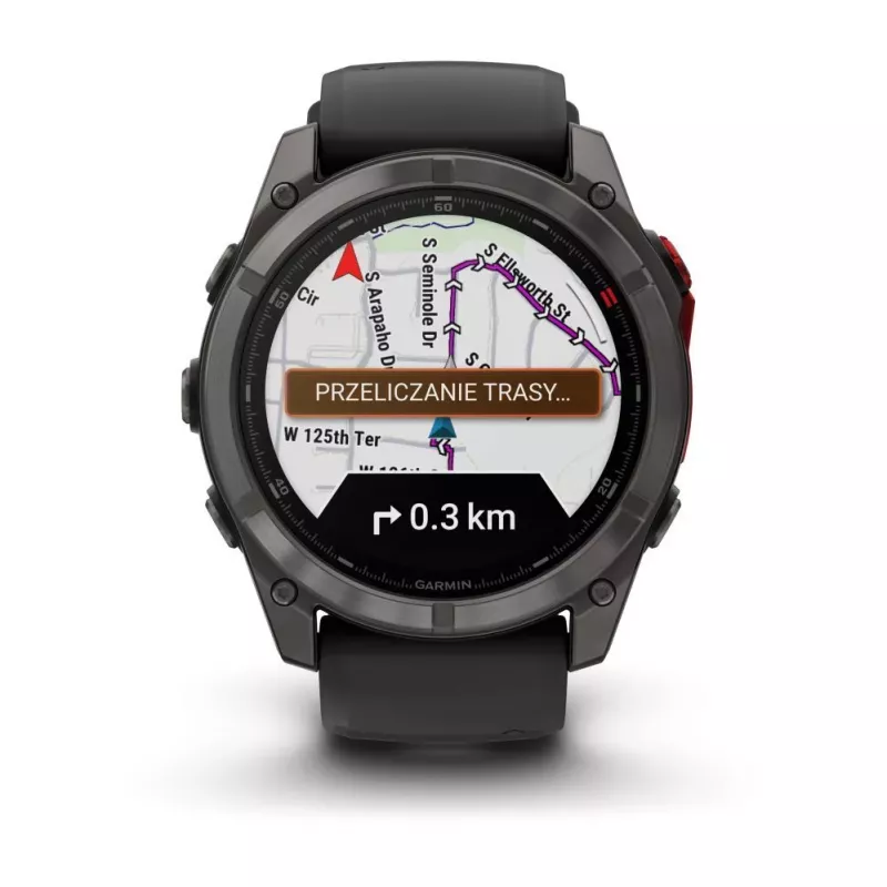Garmin fenix 8 Pro 51 mm MicroLED Sapphire Carbon Grey DLC Titanium z czarnym/szarym Pebble paskiem silikonowym