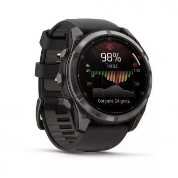 Garmin fenix 8 Pro 51 mm MicroLED Sapphire Carbon Grey DLC Titanium z czarnym/szarym Pebble paskiem silikonowym