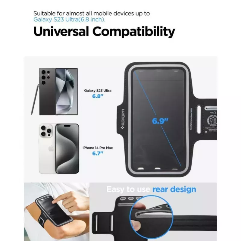 Spigen A703 Dynamic Shield Armband 6,9 inch - Czarny