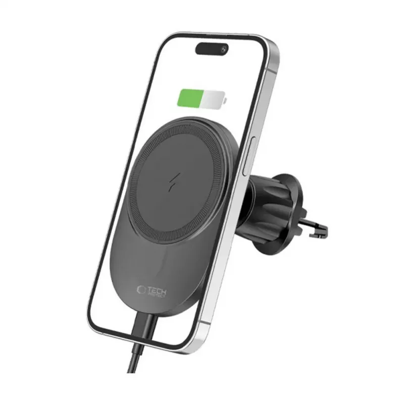 TECH-PROTECT MM15W-V1 Magnetyczny uchwyt samochodowy MagSafe na kratkę nawiewu, ładowarka bezprzewodowa 15W, czarny