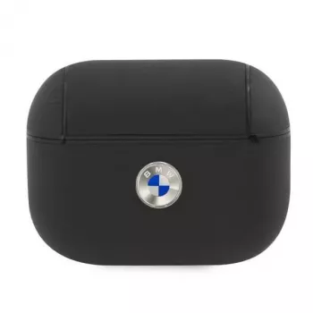 Etui BMW AirPods Pro ze skóry naturalnej srebrne logo czarne