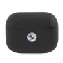 Etui BMW AirPods Pro ze skóry naturalnej srebrne logo czarne