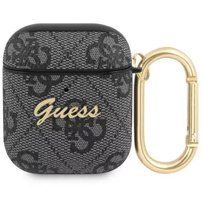 Guess Apple AirPods 1/2 Cover Grey 4G Script Metal Black