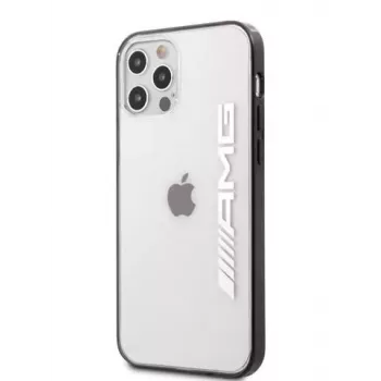 AMG Apple iPhone 12/12 Pro 6.1 cala Etui z metalicznymi czarnymi krawędziami przezroczyste