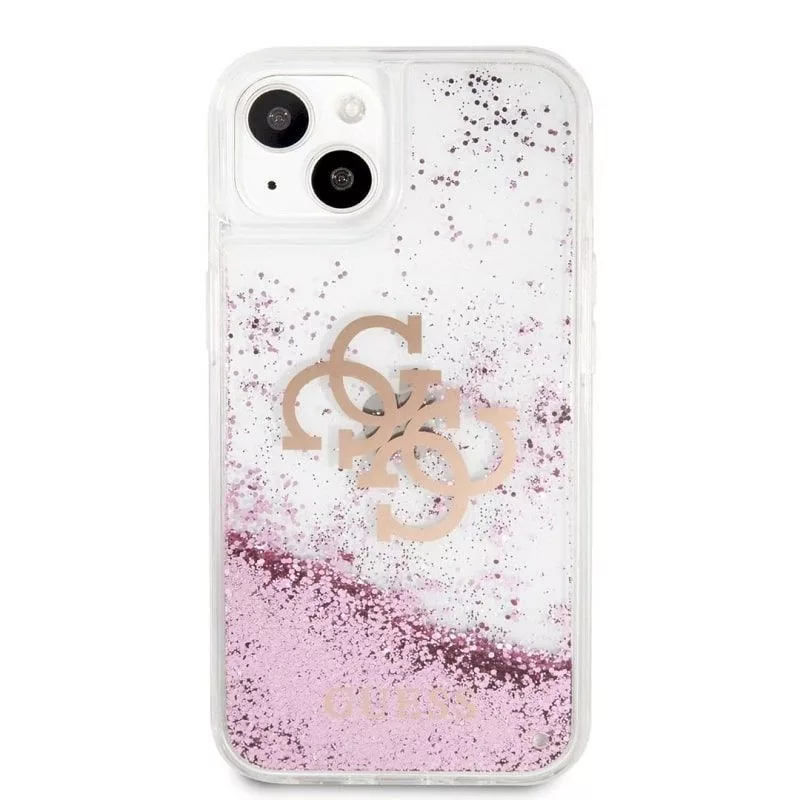Guess Etui iPhone 13 Mini Liquid Glitter Różowe Przezroczyste