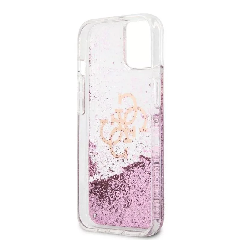 Guess Etui iPhone 13 Mini Liquid Glitter Różowe Przezroczyste