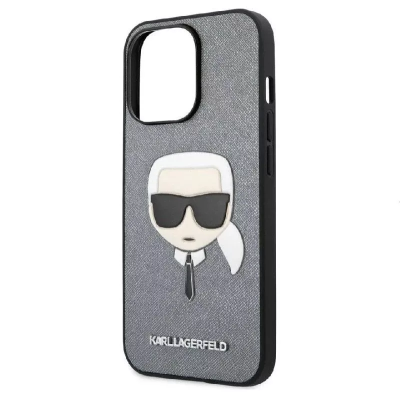 Karl Lagerfeld Apple iPhone 13 Pro Saffiano Karl Head Case Silver