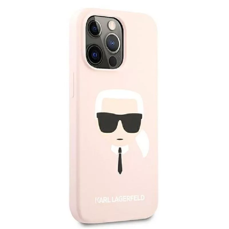 Karl Lagerfeld Apple iPhone 13 Pro Liquid Silicone Karl Head Case Pink