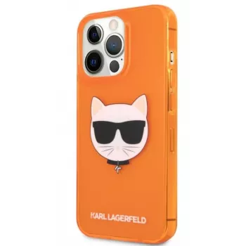 Karl Lagerfeld Apple iPhone 13 Pro Fluo TPU Choupette Head Case Orange