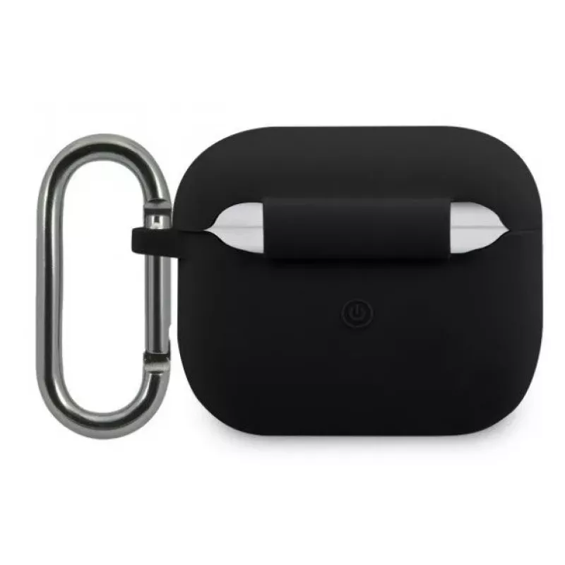 Lacoste Apple AirPods 3 Etui z Płynnego Silikonu Błyszczący Nadruk Logo Czarny