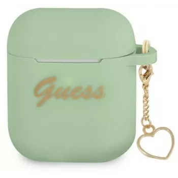 Guess GUA2LSCHSN Silikonowe etui Charm Heart Collection do Apple AirPods 1/2, Zielony