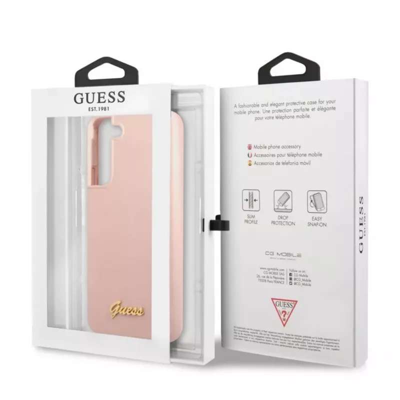 Guess Silicone Metal Logo Case do Samsung Galaxy S22 Plus - Różowy