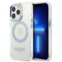 Guess Apple iPhone 13 Pro Max 6.7 cala Twarde Etui Metal Outline Magsafe Przezroczysty Niebieski