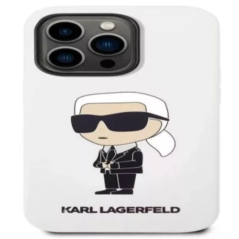 Karl Lagerfeld Apple iPhone 14 Pro Liquid Silicone Ikonik NFT Case White