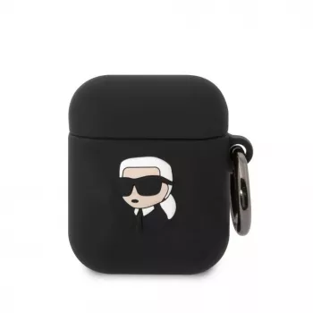 Karl Lagerfeld 3D Logo NFT Karl Head Silicone Case for AirPods 1/2 Black