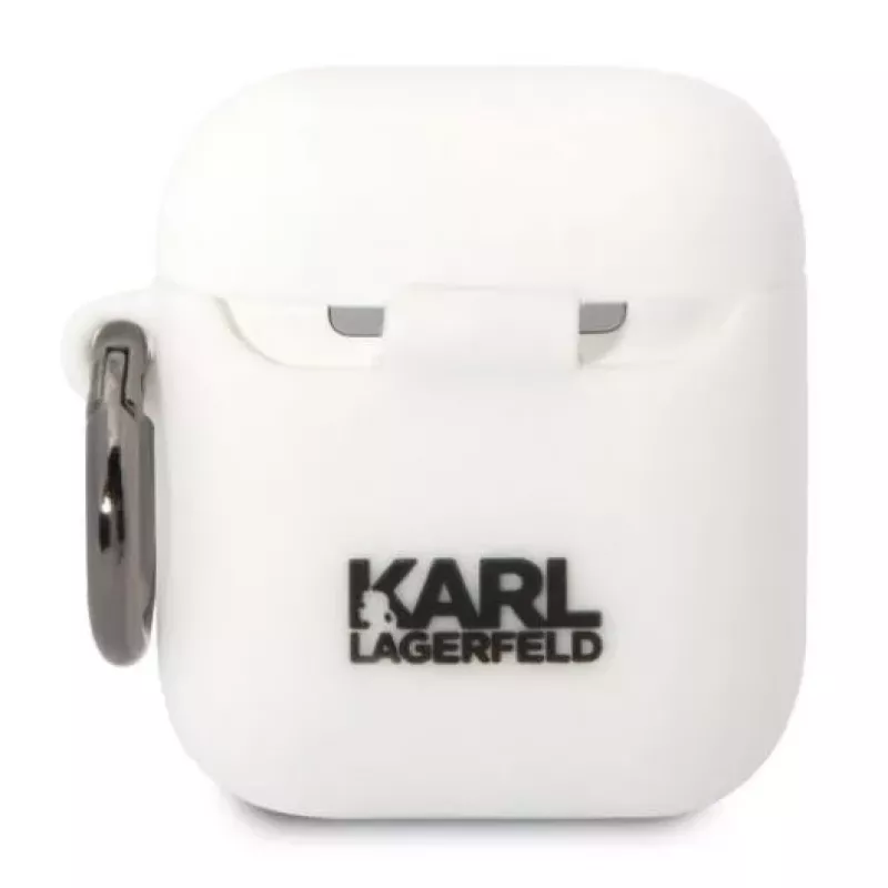 Karl Lagerfeld Apple AirPods 1/2 3D Logo NFT Karl Head Silicone Case White