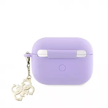 Guess Apple AirPods Pro Case Silicone Classic Logo Gold With 4G Charm Purple