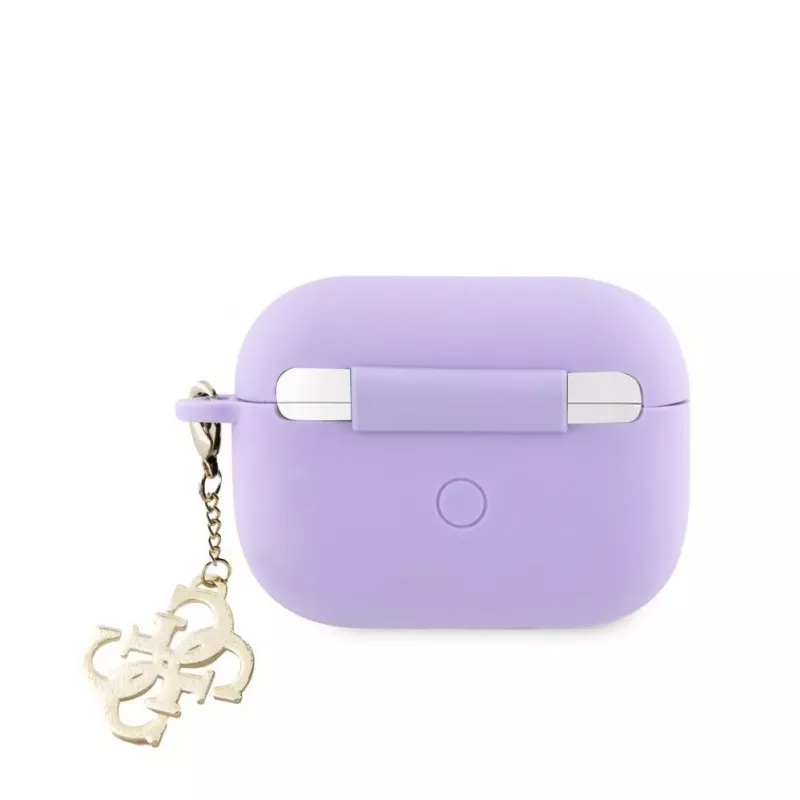 Guess Apple AirPods Pro Case Silicone Classic Logo Gold With 4G Charm Purple